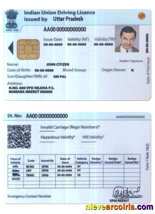 India Union driving license